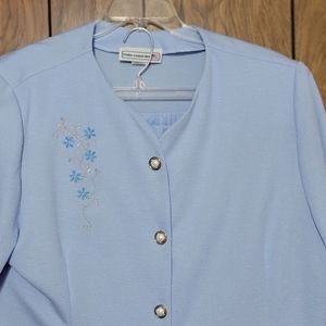 Pablo Collection Women's Plus Dress Suit EUC 24WP Baby Blue Embroidered